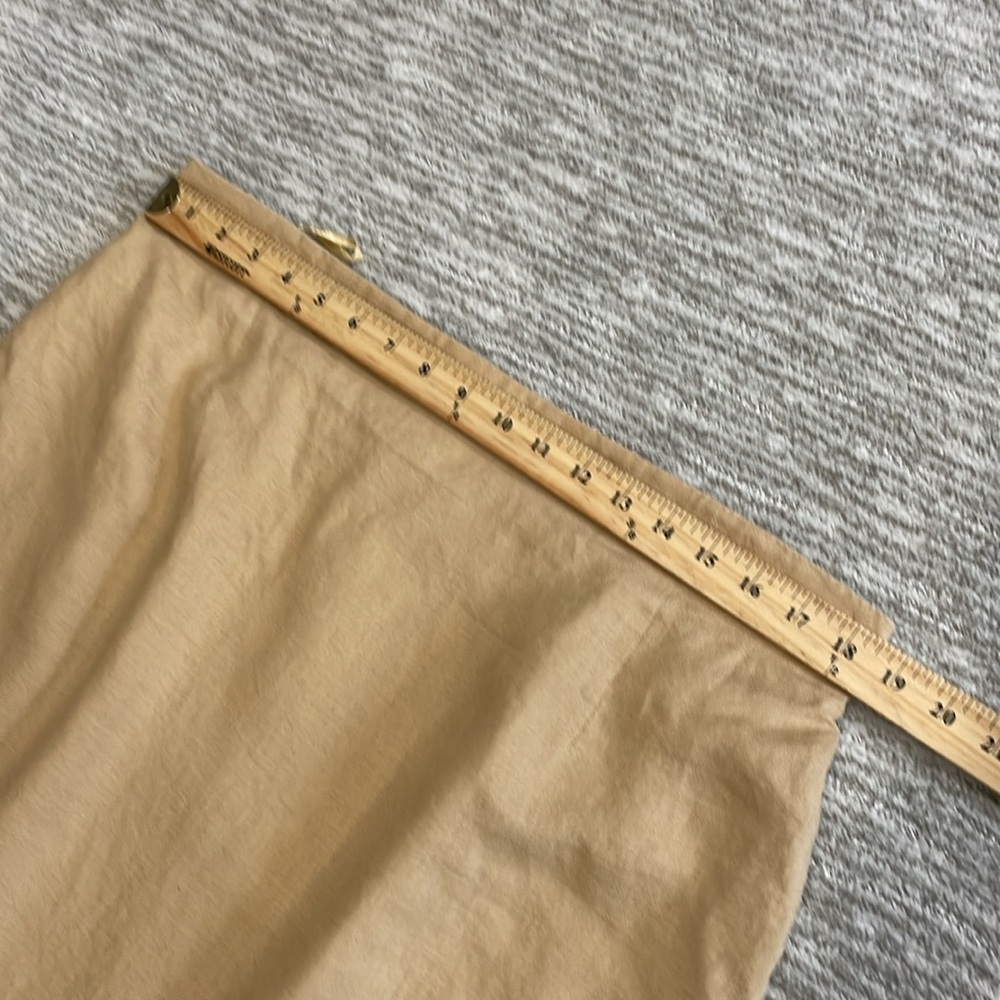 Cavita 100% Linen Beaded Seashell Maxi Skirt Size 18 Khaki Tan A-Line Side Slit - Picture 9 of 14